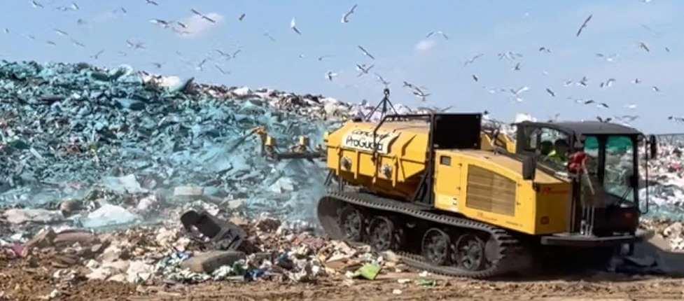 CAPS P Series tracked application vehicle finishing a cover application run