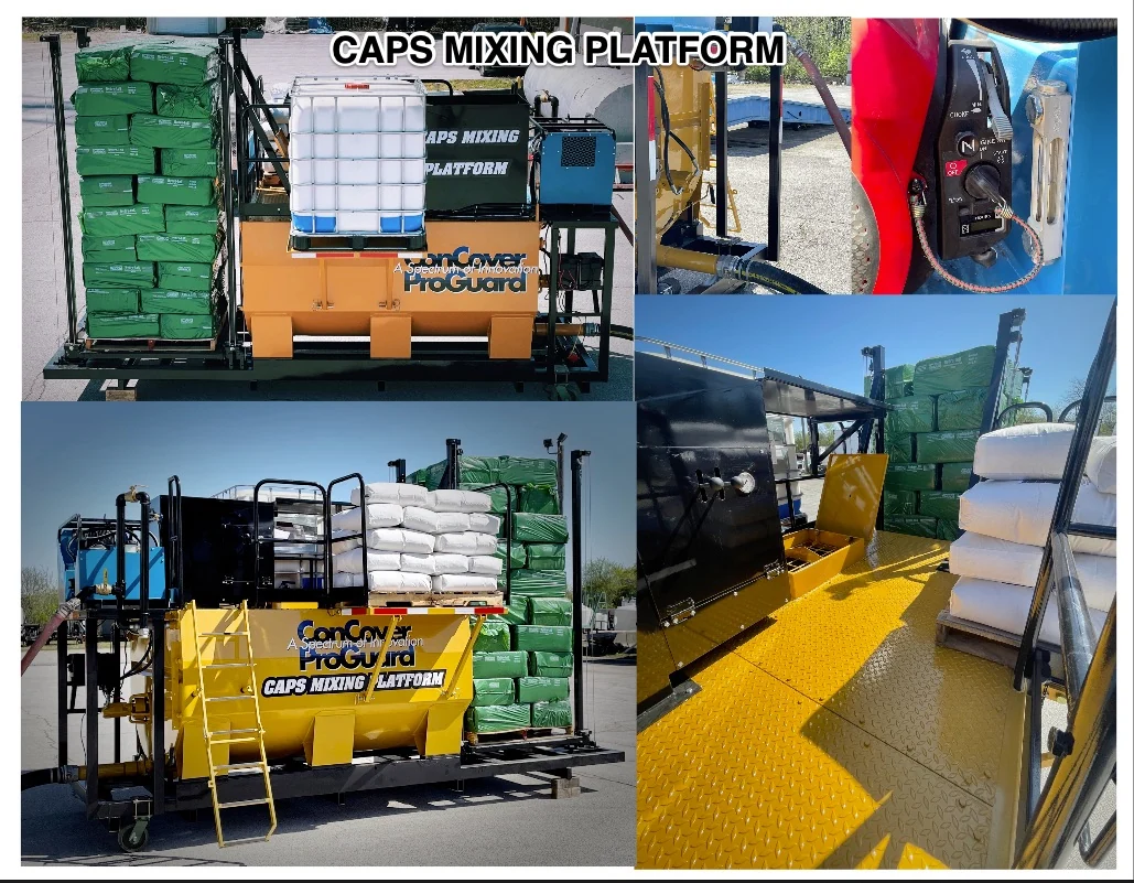 Mixing platform: material handling and operator access.